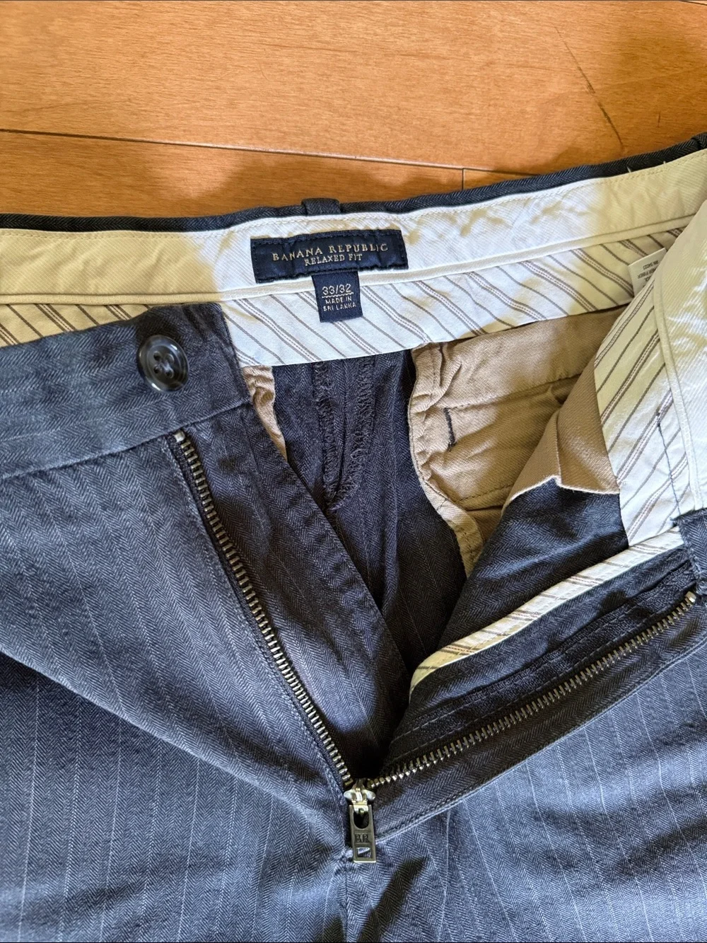 Banana Republic Men's Navy Pinstripe Chinos